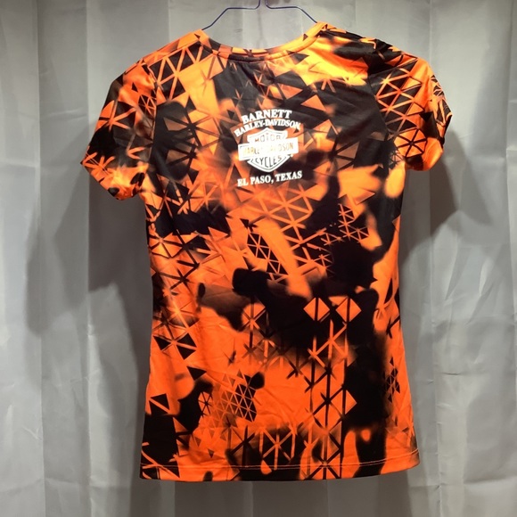 Harley Davidson Short Sleeve T-Shirt Orange Black - Picture 2 of 6